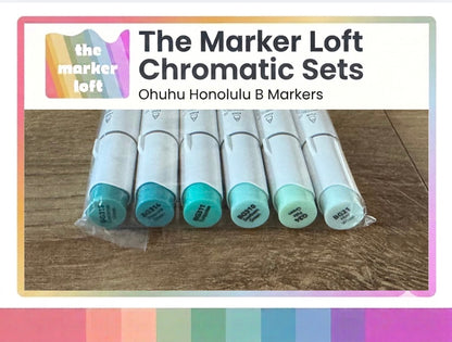 Ohuhu Honolulu B Alcohol Markers - Chromatic Blending Bundles - Bright Blue Greens
