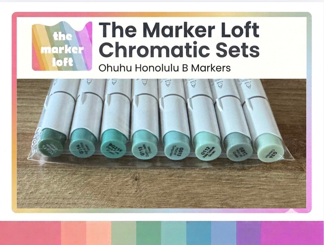 Ohuhu Honolulu B Alcohol Markers - Chromatic Blending Bundles - Dusty Blue Greens