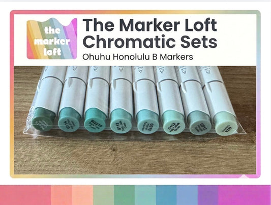 Ohuhu Honolulu B Alcohol Markers - Chromatic Blending Bundles - Dusty Blue Greens