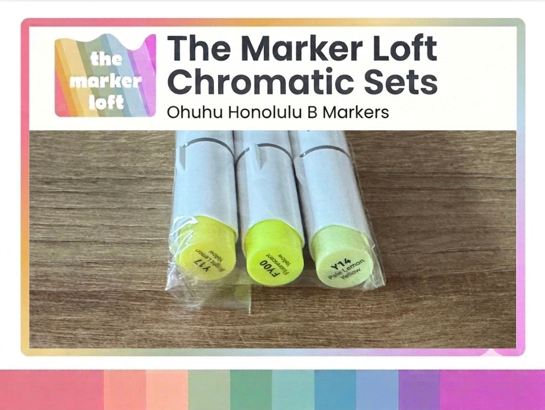 Ohuhu Honolulu B Alcohol Markers - Chromatic Blending Bundles - Fluorescent Yellows