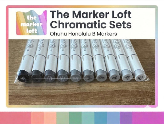 Ohuhu Honolulu B Alcohol Markers - Chromatic Blending Bundles - Natural Greys