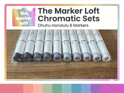 Ohuhu Honolulu B Alcohol Markers - Chromatic Blending Bundles - Cool Greys