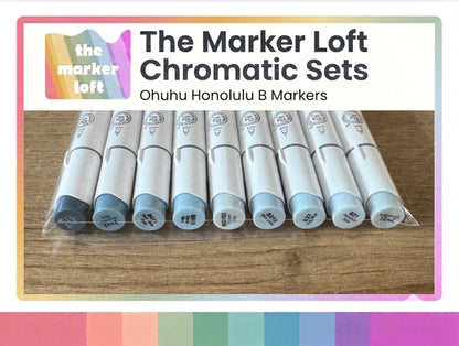 Ohuhu Honolulu B Alcohol Markers - Chromatic Blending Bundles - Blue Greys