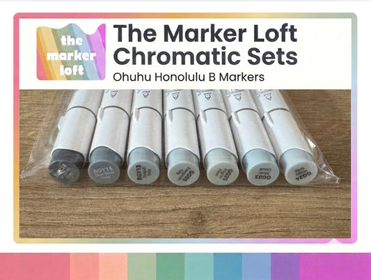 Ohuhu Honolulu B Alcohol Markers - Chromatic Blending Bundles - Green Greys