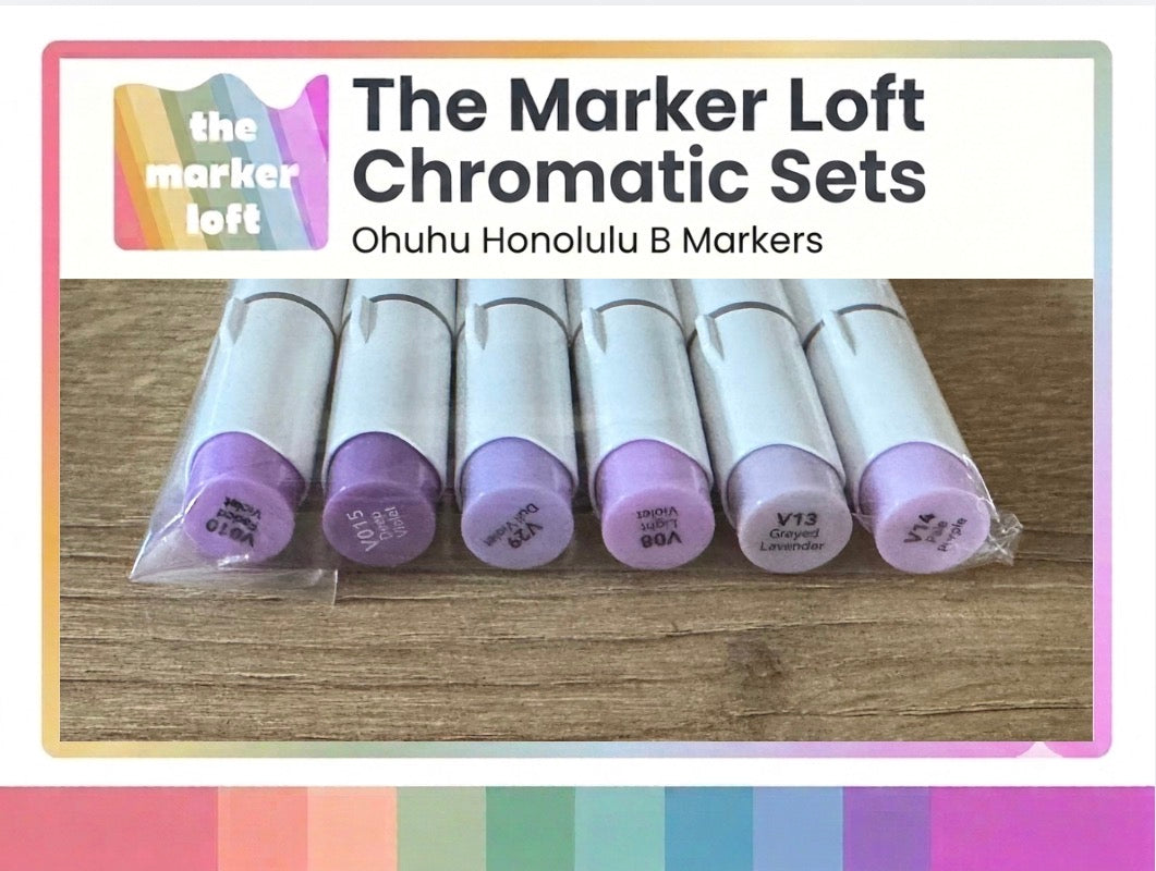 Ohuhu Honolulu B Alcohol Markers - Chromatic Blending Bundles - Dusty Purples