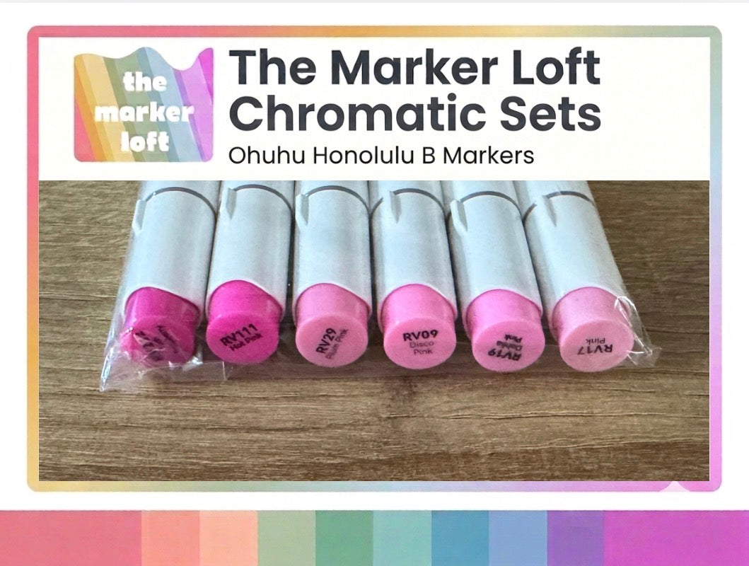 Ohuhu Honolulu B Alcohol Markers - Chromatic Blending Bundles - Bright Pinks