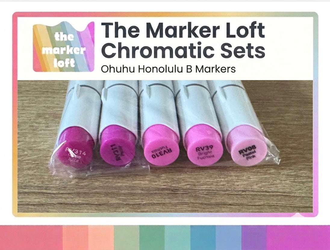 Ohuhu Honolulu B Alcohol Markers - Chromatic Blending Bundles - Bright Purple Pinks
