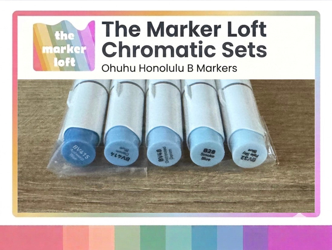 Ohuhu Honolulu B Alcohol Markers - Chromatic Blending Bundles - Dusty Green Blues