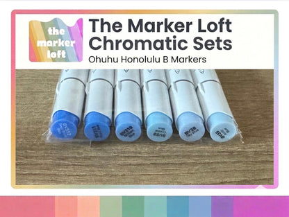 Ohuhu Honolulu B Alcohol Markers - Chromatic Blending Bundles - Pure Blues