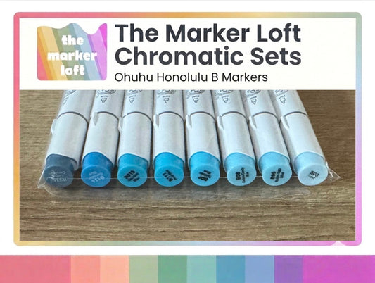 Ohuhu Honolulu B Alcohol Markers - Chromatic Blending Bundles - Ice Green Blues