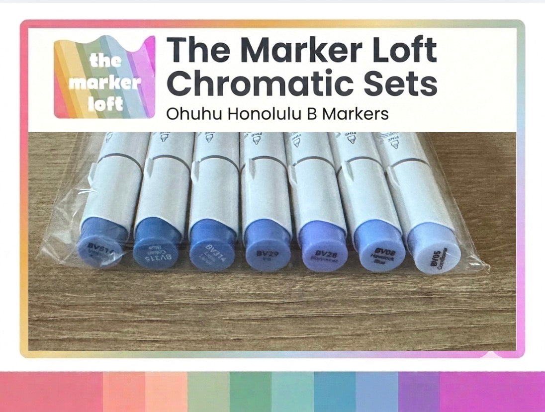 Ohuhu Honolulu B Alcohol Markers - Chromatic Blending Bundles - Dusty Purple Blues