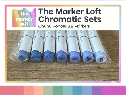 Ohuhu Honolulu B Alcohol Markers - Chromatic Blending Bundles - Dusty Purple Blues