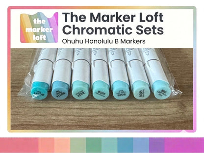 Ohuhu Honolulu B Alcohol Markers - Chromatic Blending Bundles - Ice Blue Greens