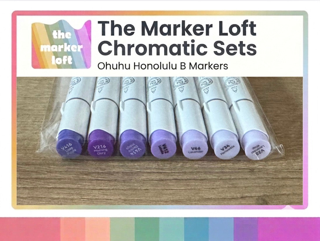 Ohuhu Honolulu B Alcohol Markers - Chromatic Blending Bundles - Cool Purples
