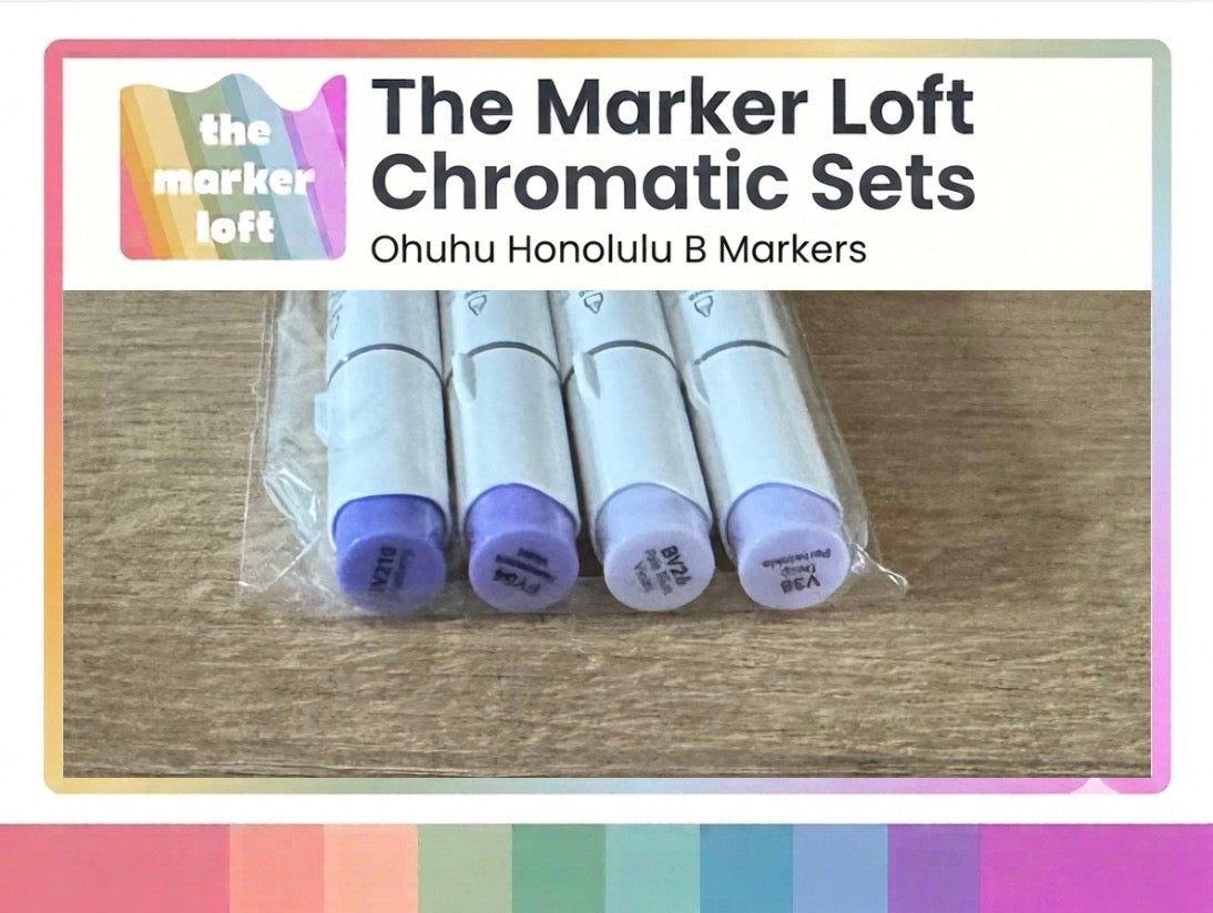 Ohuhu Honolulu B Alcohol Markers - Chromatic Blending Bundles - Blue Purples