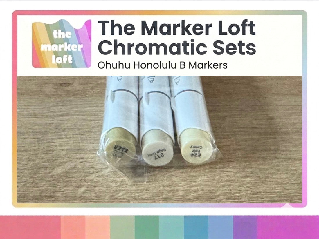 Ohuhu Honolulu B Alcohol Markers - Chromatic Blending Bundles - Dusty Green Yellow Browns