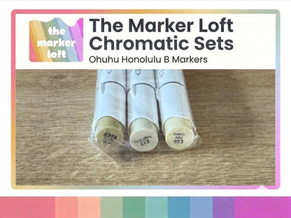 Ohuhu Honolulu B Alcohol Markers - Chromatic Blending Bundles - Dusty Green Yellow Browns