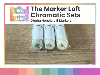 Ohuhu Honolulu B Alcohol Markers - Chromatic Blending Bundles - Dusty Yellow Greens