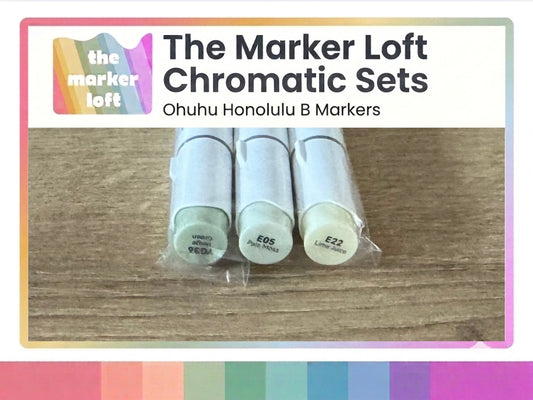 Ohuhu Honolulu B Alcohol Markers - Chromatic Blending Bundles - Dusty Yellow Greens