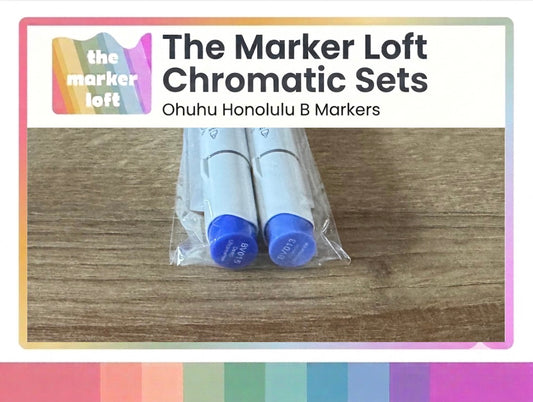Ohuhu Honolulu B Alcohol Markers - Chromatic Blending Bundles - Bright Purple Blues