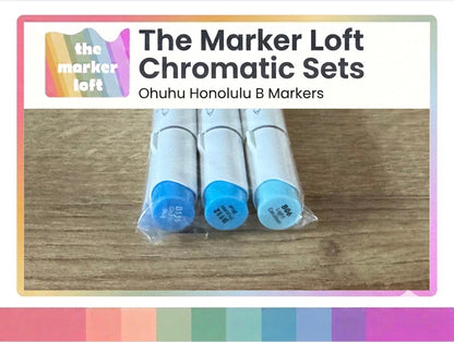 Ohuhu Honolulu B Alcohol Markers - Chromatic Blending Bundles - Ice Blues