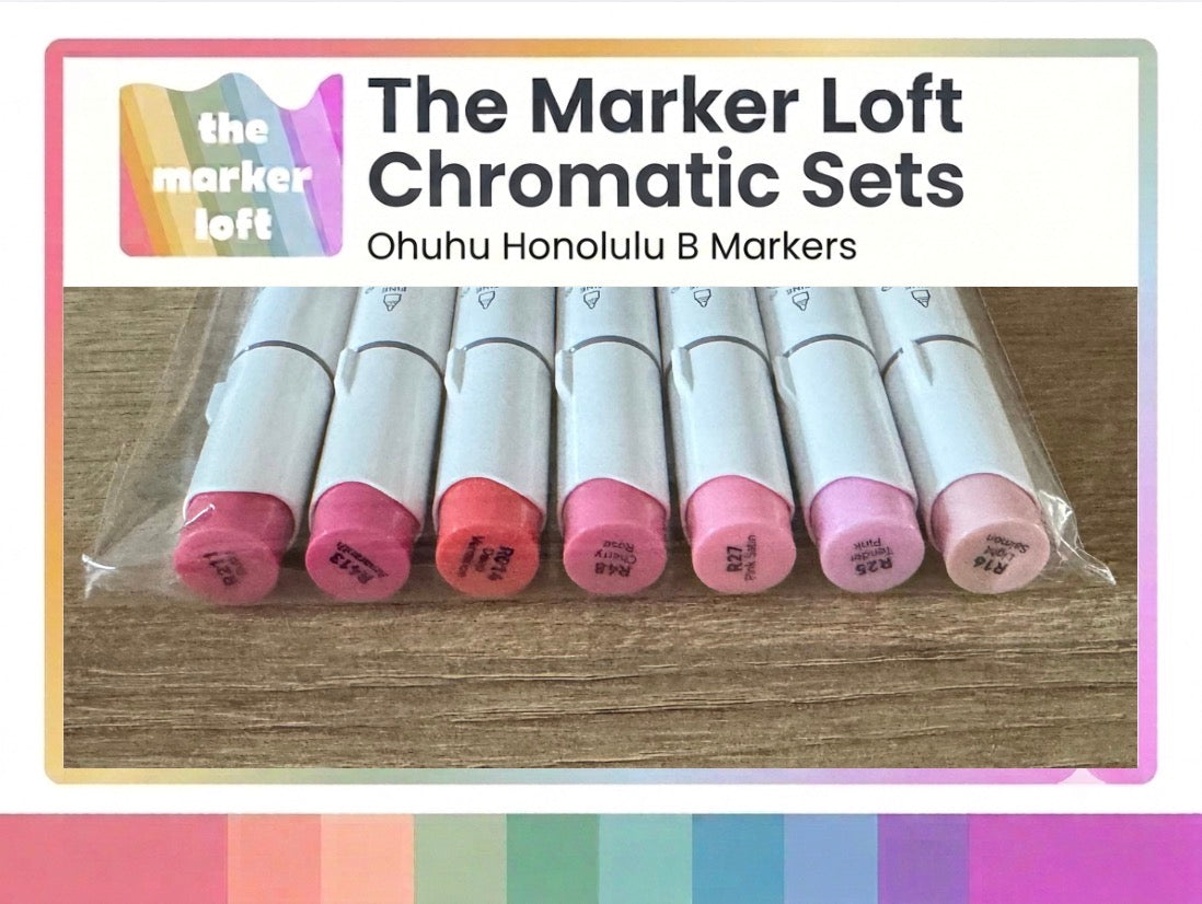 Ohuhu Honolulu B Alcohol Markers - Chromatic Blending Bundles - Pink Reds