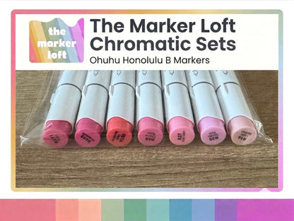 Ohuhu Honolulu B Alcohol Markers - Chromatic Blending Bundles - Pink Reds