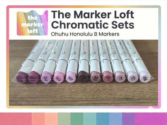 Ohuhu Honolulu B Alcohol Markers - Chromatic Blending Bundles - Dusty Red Purples